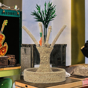 C055 Poteau à gratter écologique en forme de branche pour chat, avec plateau à gratter et jouet d'agitation en sisal, structure d'escalade - Product Image 5