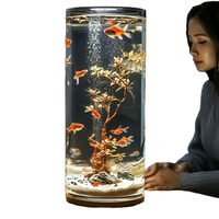 Bol à poisson rouge en acrylique ultra-clair Fish Tank Forme cylindrique Petit plastique anti-chute pour salon Bureau