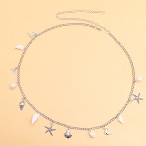 จี้เปลือกปลาดาวสีขาว สายคาดเอวประดับมุกเทียม เครื่องประดับปาร์ตี้ริมชายหาด สไตล์โบฮีเมียน แบบเส้นเดียว - Product Image 3