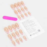 Ongles press-on ABS nude naturels, faux ongles en amande, nail art réutilisable pour usage quotidien, 24 pièces