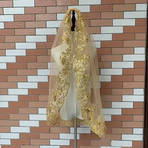 Nouveau <span class=keywords><strong>voile</strong></span> de dentelle à <span class=keywords><strong>paillettes</strong></span> dorées vert avec peigne coiffure de <span class=keywords><strong>mariée</strong></span> <span class=keywords><strong>voile</strong></span> de mariage voiles de <span class=keywords><strong>mariée</strong></span> - Product Image 5