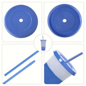Gobelets d'eau en plastique PP transparents de 24 oz, à changement de couleur, avec logo personnalisé, en gros, à couche unique, avec couvercles mousquetons et pailles, pour fêtes, style minimaliste - Product Image 3