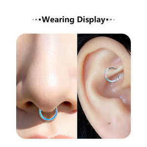 Anneau de nez, boucle d'oreille et anneau de cartilage d'oreille en titane F136, <span class=keywords><strong>opale</strong></span> plate, sans soudure, bijoux de piercing à <span class=keywords><strong>fermeture</strong></span> - Product Image 2