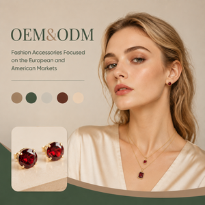 Boucles d'oreilles clous en grenat plaqué or 14 carats avec serti à griffes rondes, pierres précieuses naturelles, bijoux quotidiens pour femmes, vente en gros OEM/ODM - Product Image 1