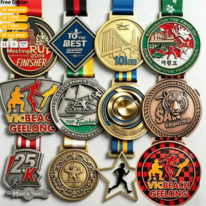 Concevez votre propre médaille en alliage de zinc 3D dorée pour la course de marathon avec rubans, médailles sportives en métal personnalisées - Product Image 1