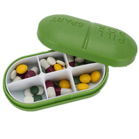 Pilulier portable en plastique de style japonais abordable, en forme de capsule, distributeur hebdomadaire à 6 compartiments, mini pilulier