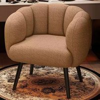 Fauteuil d'ordinateur BOBO moderne et minimaliste avec structure métallique et fausse fourrure pour bureau à domicile, chambre, dressing et maquillage - Canapé individuel décontracté