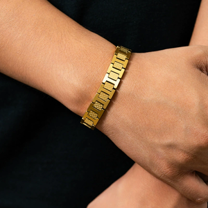 Bracciale Unisex in <span class=keywords><strong>Acciaio</strong></span> Inossidabile di Alta Qualità, Stile Punk, con Catena Magnetica a Rettangolo e Motivo Coccodrillo - Product Image 3