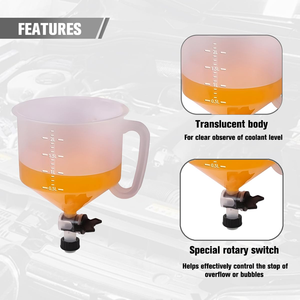 No Spill Coolant Filling Funnel Kit with Valve Switch and Handle <b>Vehicle</b> <b>Tools</b> - Product Image 3