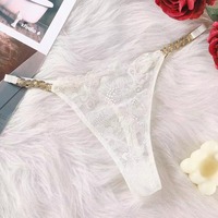 Vente en Gros de Strings de Luxe pour Femmes Style Bijoux à Strass en Dentelle Sexy Marque de Culottes