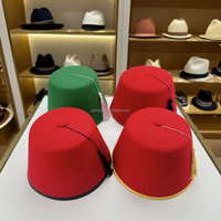 Chapeau Turc Rouge Tarboosh, Fez Vert, Pompon Doré, Costume de Fête de Pâques, Style Marocain, Unisexe Adulte, 6 Panneaux, Logo Personnalisé