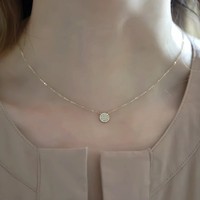 Collier pendentif clavicule FanKe S925 en argent sterling plaqué or 14 carats, chaîne à maillons ronds Vénus, style luxe léger français