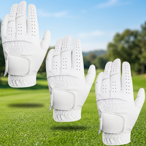Gants de golf blancs de qualité supérieure, respirants, en cuir synthétique, pour homme, main gauche, avec logo personnalisé, vente en gros, gants de sport - Product Image 4