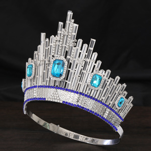 Couronne de Reine de Beauté Ajustable Ronde Miss Monde Championne Spectacle Scénique Cristal Baroque Grande Couronne - Product Image 6