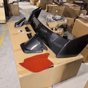 สปอยเลอร์หลังสำหรับ Subaru ลายคาร์บอนไฟเบอร์สีดำเงา วัสดุ ABS สำหรับ WRX STI VA ปี 2015-2021 - Product Image 6