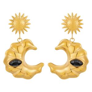 Trendy for Amazon Stainless Steel Crescent Moon <strong>Crab</strong> Design Geometric Pendant Party <strong>Jewelry</strong> Gold Plated Fashion Dangle Earrings - Product Image 5