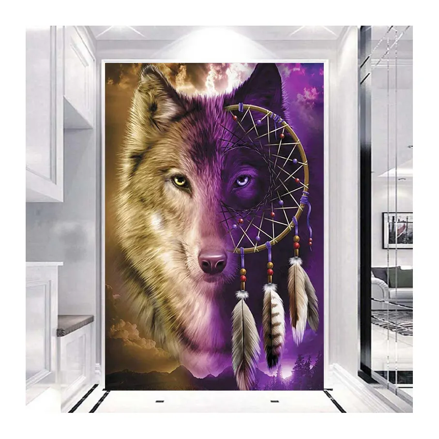 Wolf Animal Dream Catcher Painted on Canvas Diamond Painting Animal Full Drill Kits Diamond Painting Kits for Adults Suppliers