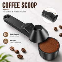 Cuillère à café avec couvercle coulissant, cuillère doseuse créative à long manche pour poudre protéinée, entonnoir portable pour compléments alimentaires pour bouteilles shaker