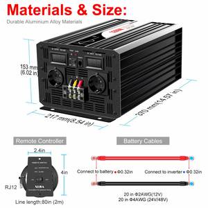 Inversores y Convertidores de Energía Solar Fuera de la Red de Onda Sinusoidal Pura Swipower de 3200 W, 12 V a 220 V - Product Image 2