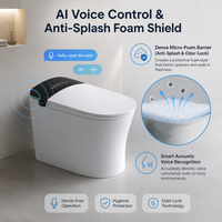 Toilettes intelligentes avec écran LCD noir de qualité supérieure, nettoyage à une touche, bidet intelligent, toilettes intelligentes pour salle de bain avec bidet intégré