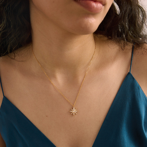 Bijoux J&D, pendentif étoile à huit branches en acier inoxydable plaqué or 18 carats, cristal blanc CZ, étoile lunaire, collier 316L, 304L, cadeaux pour femmes - Product Image 6