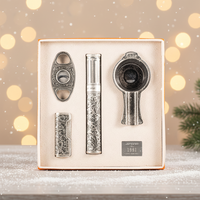 JIFENG T301 Coffret Cadeau de Luxe Portable en Métal pour Cigares avec Briquet/Cendrier/Tube/Cutter, Technologie de Gravure, Calibre 55-62