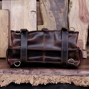 18 Inch Vintage Leather Laptop <b>Messenger</b> Briefcase for Men <b>Women</b> Premium Office Shoulder <b>Bag</b> for College Business Work Laptop - Product Image 2