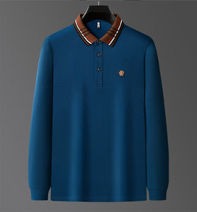 قميص بولو جديد لعام 2024 بألوان متباينة وياقة وأكمام طويلة، مقاسات من <span class=keywords><strong>M</strong></span> إلى 4XL، قميص رجالي عملي غير رسمي مع تطريز حروف وخرز من القطن - Product Image 5