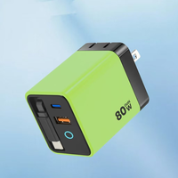 Servicio Integral de Cargadores USB PD de 80W para UE/EE. UU./Reino Unido y Adaptador con Cable USB C Retráctil, Carga Rápida para Teléfono Móvil