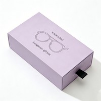 Boîte à lunettes de soleil de luxe mate violette avec logo personnalisé, emballage rigide en papier avec insert en EVA, emballage cadeau haut de gamme pour lunettes
