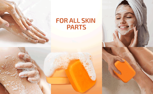 Barre de savon dissolvant de taches sombres à l'acide kojique à usage quotidien parfum curcuma visage nettoyage du corps savon blanchissant avec vitamine rétinol - Product Image 5