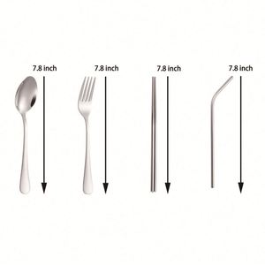 Juego de Cubiertos de Viaje de Acero Inoxidable Ecológico de 8 Piezas con Estuche, Personalizable con Logotipo, Portátil y Reutilizable - Product Image 2