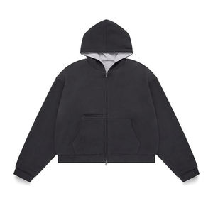 مخصص عادي Gsm غطاء رأس بسحاب للرجال فارغ قابل للعكس قطن بسحاب - Product Image 1