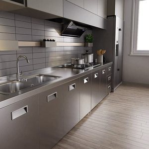 Phật sơn nhà sản xuất có độ bóng cao Thiết kế đơn giản toàn Bộ tủ bếp Set 304 thép không gỉ tủ bếp cho biệt thự - Product Image 5