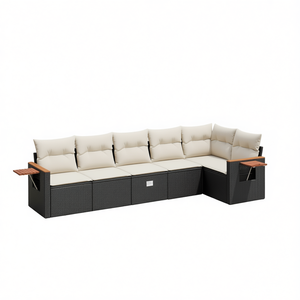 Conjunto de Sofá de Jardín de Ratán para Exteriores con Almacenamiento y Cojines para Muebles de Patio, Diseño Contemporáneo, Color Negro - Product Image 1