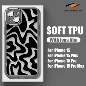 Custodia per telefono morbida in TPU a strisce trasparenti per <span class=keywords><strong>iPhone</strong></span> 12 <span class=keywords><strong>13</strong></span> 14 15 Pro Max 14 15 Plus <span class=keywords><strong>protezione</strong></span> per <span class=keywords><strong>fotocamera</strong></span> - Product Image 4