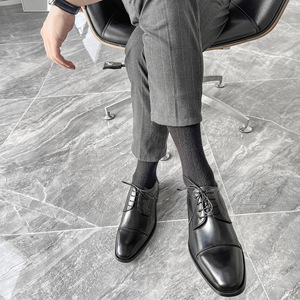 Nouvelles chaussures décontractées pour hommes en cuir véritable, style Derby, à lacets, avec motif sculpté, pour l'automne, de la marque British Brogue - Product Image 4