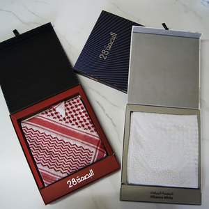 ผ้าแจ็คการ์ดสำหรับผู้ชายผ้าคลุมหัวสีขาวและสีแดงผ้าแจ็คการ์ดผ้าโพกหัวสไตล์ตะวันออกกลางทำจากผ้าฝ้ายทั้งหมด - Product Image 2