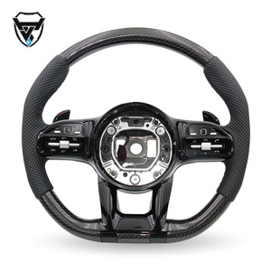 Funda de cuero negro carbono inclinada con línea negra perforada Black Warrior para <span class=keywords><strong>Mercedes</strong></span> Benz C GLC E S CLS <span class=keywords><strong>AMG</strong></span> zc-809-t22-y - Product Image 2