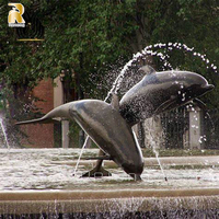 Sculpture de fontaine d'eau en bronze antique grandeur nature RELONG, personnalisée, représentant un poisson, un dauphin ou un animal marin, pour piscines