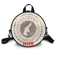 Sac à main rond en cuir PU avec impression personnalisée Saipan, polyvalent et convertible, pour femme, idéal pour les voyages en plein air et le shopping quotidien