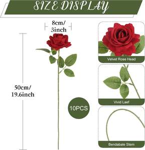 Rose artificielle unique en flanelle pour la décoration intérieure, les mariages, les hôtels et comme cadeau de Saint-Valentin - Product Image 3