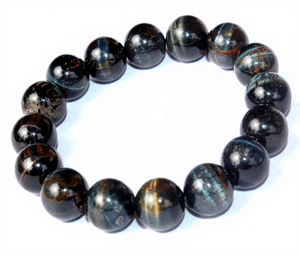 Natural Tiger Eye Smooth Round Bead Stretch <b>Bracelet</b> Bohemian Healing Crystal Jewelry Gift for Men's - Product Image 1