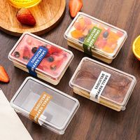 Boîte à dessert carrée transparente jetable de 280 ml (9 oz) en PET de qualité alimentaire, longue, en plastique, pour tiramisu, mousse, gâteau aux fruits, à emporter