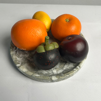 Plateau rond en marbre naturel, plateau de rangement décoratif multifonctionnel pour la maison et la cuisine