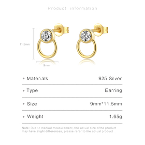 FUAMAY Boucles d'oreilles créoles classiques en argent plaqué or avec sertissage CZ, mignonnes, pour cadeau, vente en gros, boucles d'oreilles créoles à clous tendance - Product Image 2