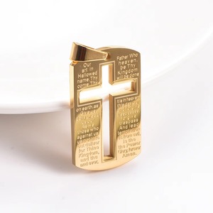 Collana con ciondolo a croce cava religiosa, in acciaio inossidabile, con versetto biblico della Preghiera <span class=keywords><strong>del</strong></span> Signore, regalo per uomini e ragazzi - Product Image 2