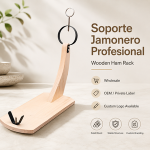 Soporte de Jamón de Madera Maciza, Soporte para Jamón, Soporte para Prosciutto para Tienda de Prosciutto, Paquete Personalizado, MOQ100, Directo de Fábrica - Product Image 1