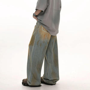 กางเกงยีนส์ทรงหลวมสไตล์ Y2K รุ่น Heavyweight สำหรับสตรีทแวร์ ฮิปฮอป ลุคสกปรก ล้างสีแบบ Dirty Mud Wash ทรงขากว้างตรง ดีไซน์ล่าสุด - Product Image 6