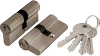 Cylindre de serrure de porte à mortaise de chambre en laiton massif de haute qualité 60MM avec 3 clés en laiton nickel satiné - Clé 60MM